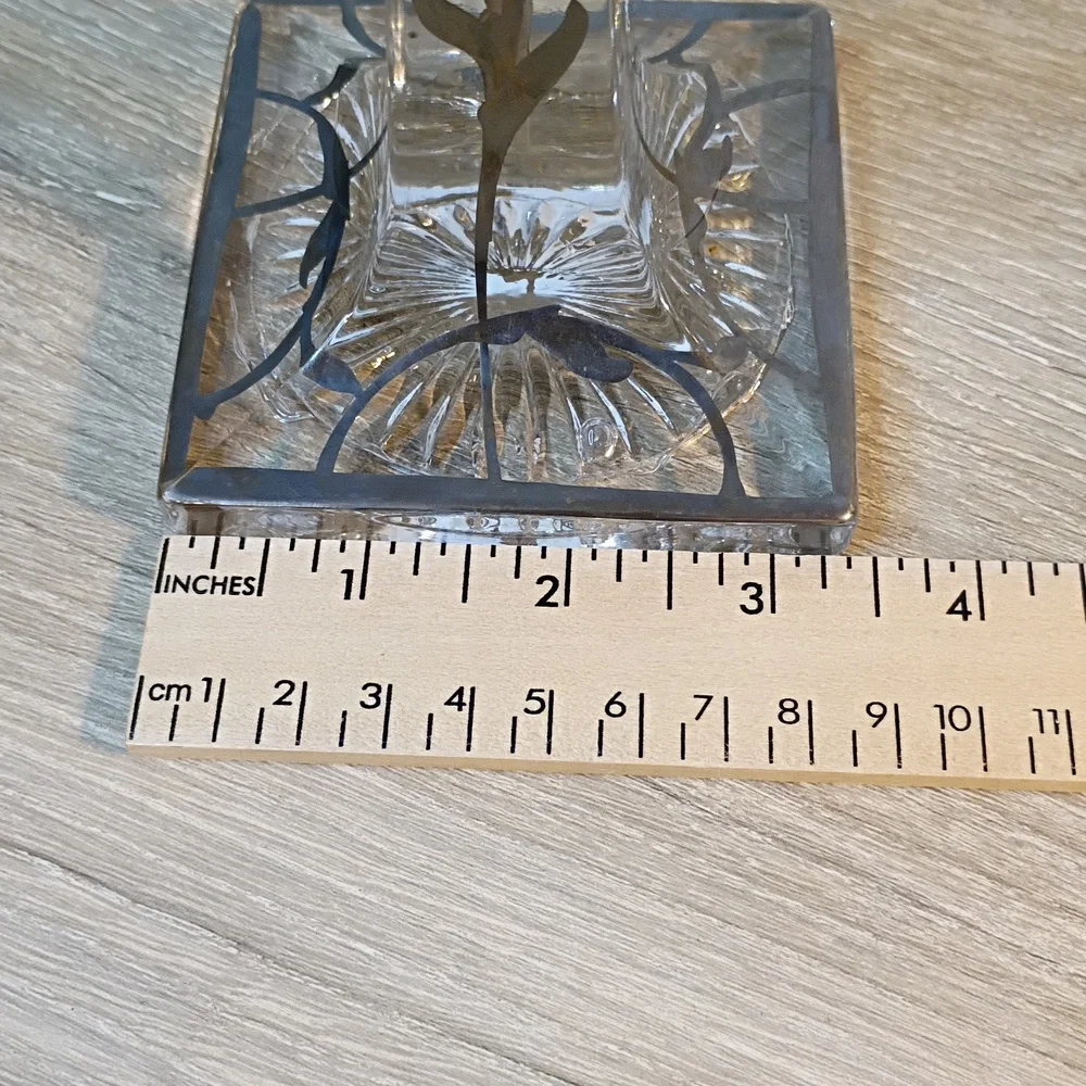 Vintage Golden Crown Crystal And Sterling Silver Overlay Candle Stick Holders